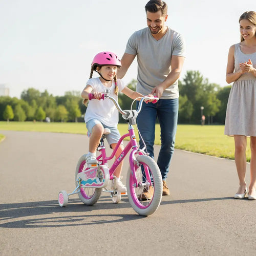 14 Inch Kids Bike for Aged 3-8 Years Old with Adjustable Handlebar Pink- Starlight Wave - Pink - Kids Bike