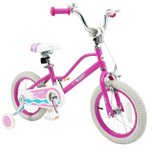 14 Inch Kids Bike for Aged 3-8 Years Old with Adjustable Handlebar Pink- Starlight Wave - Pink - Kids Bike