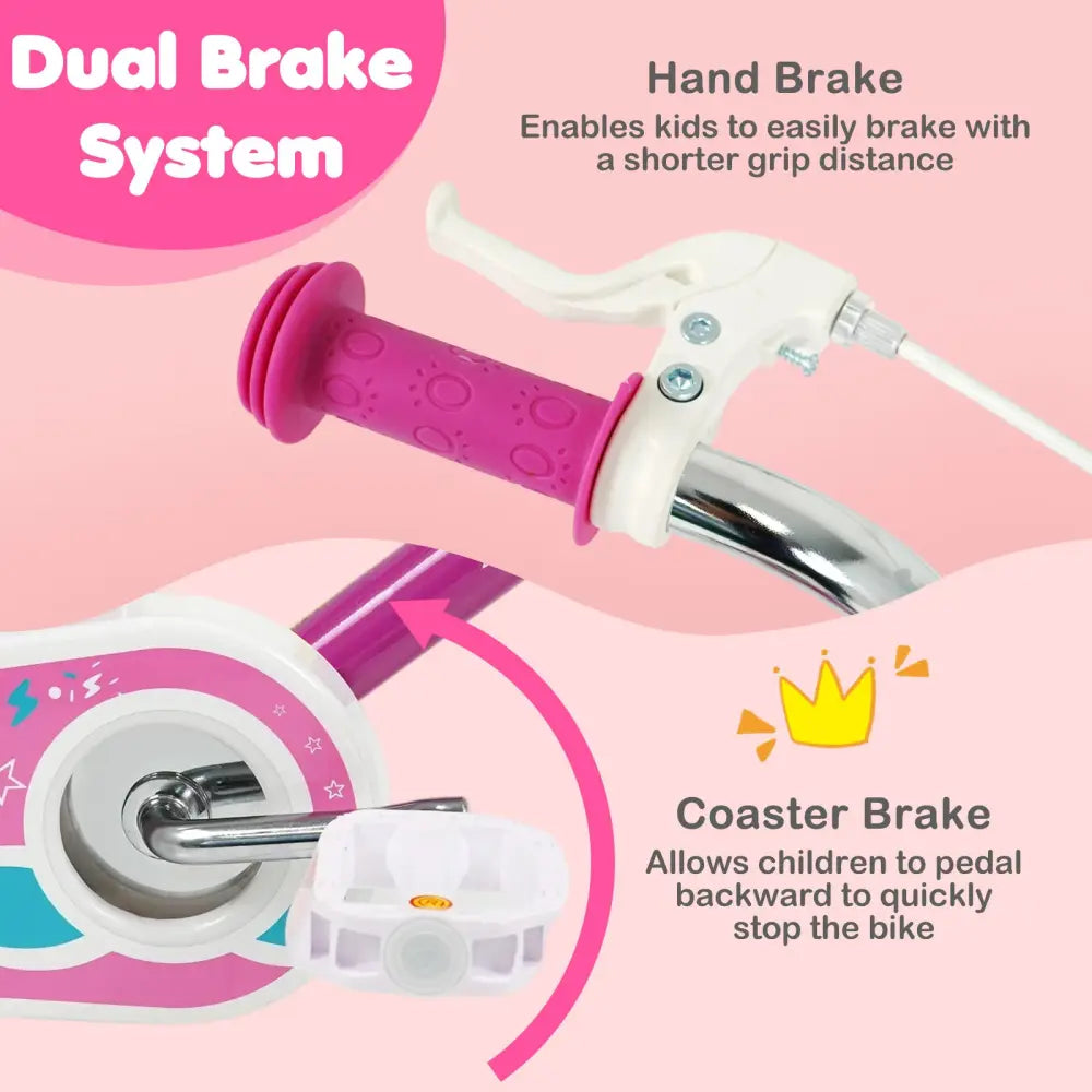 14 Inch Kids Bike for Aged 3-8 Years Old with Adjustable Handlebar Pink- Starlight Wave - Pink - Kids Bike