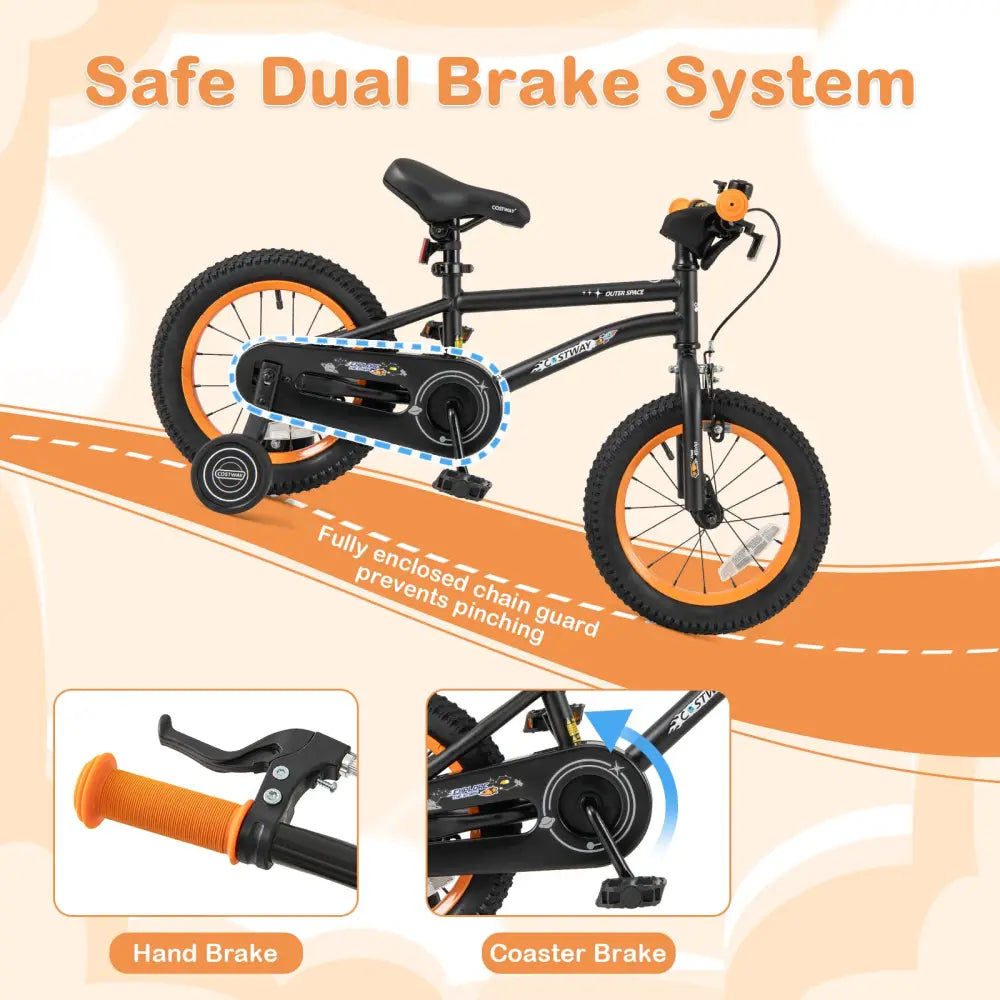 14-Inch Kids Bike Sport Bicycle for 3-5 Years Old with Adjustable Seat-14 inches - Black - Kids Bike