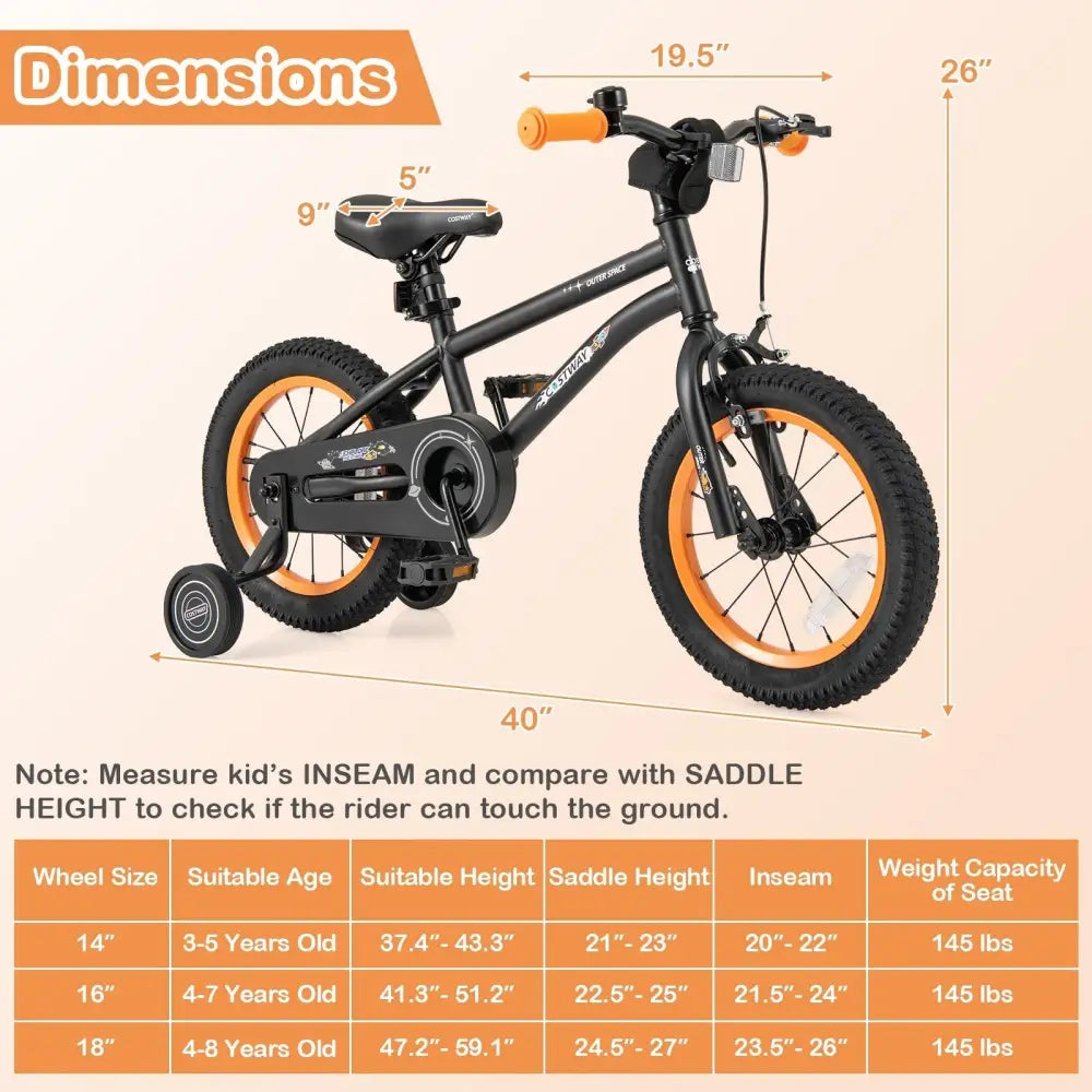 14 - Inch Kids Bike Sport Bicycle for 3 - 5 Years Old with Adjustable Seat - 14 inches - Oasis Home Essentials