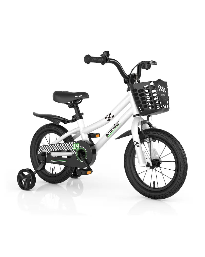 14 Inch Kids Bike with 2 Training Wheels for 3-5 Years Old-Black & White - Black & White - Kids Bike