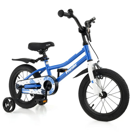 14 Inch Kids Bike with 2 Training Wheels for 3-5 Years Old-Blue - Blue - Kids Bike