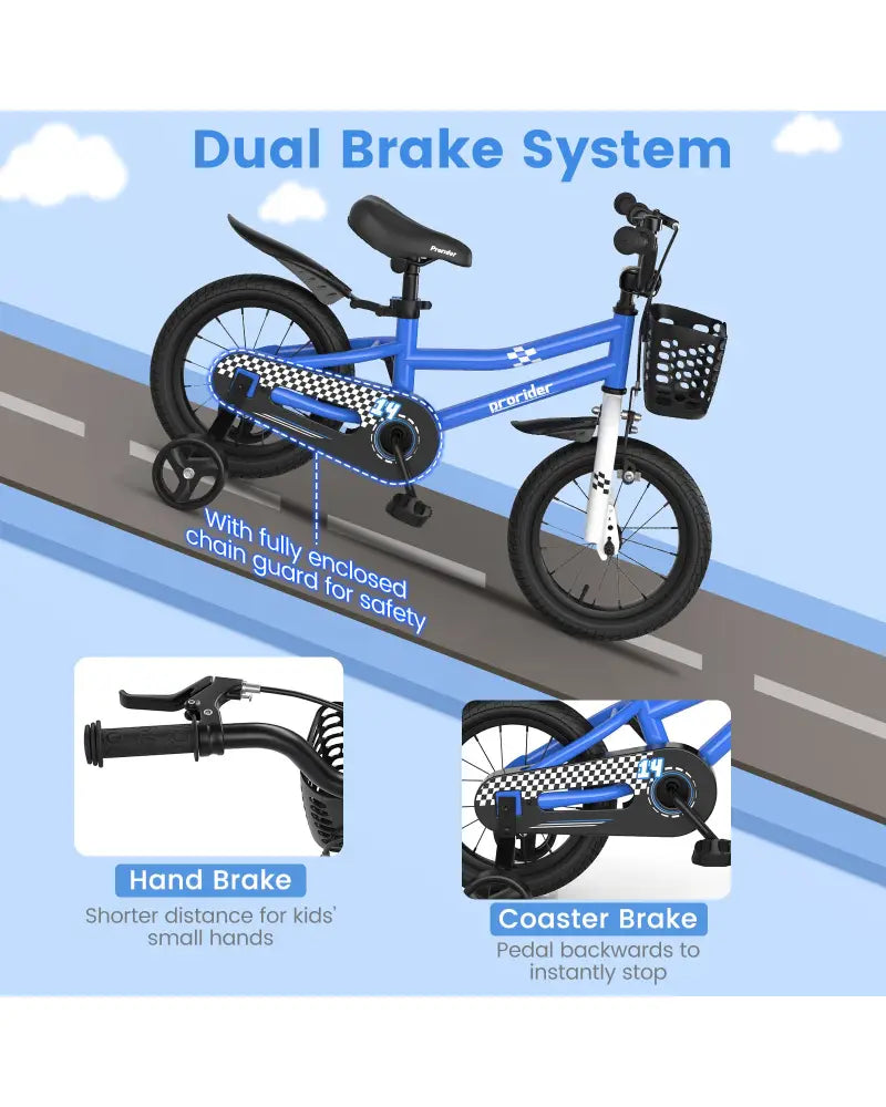 14 Inch Kids Bike with 2 Training Wheels for 3-5 Years Old-Navy - Navy - Kids Bike