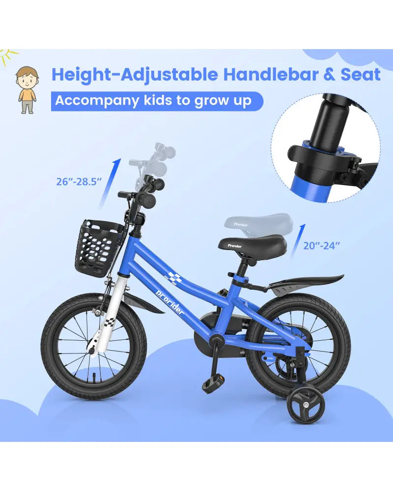 14 Inch Kids Bike with 2 Training Wheels for 3-5 Years Old-Navy - Navy - Kids Bike