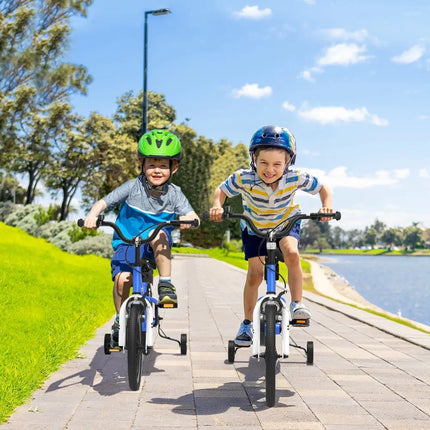 14 Inch Kids Bike with 2 Training Wheels for 3 - 5 Years Old - Navy - Oasis Home Essentials