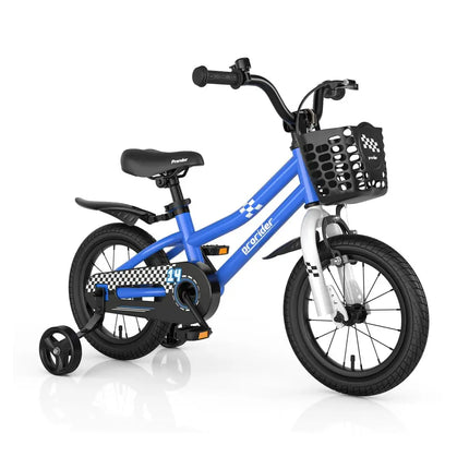 14 Inch Kids Bike with 2 Training Wheels for 3 - 5 Years Old - Navy - Oasis Home Essentials