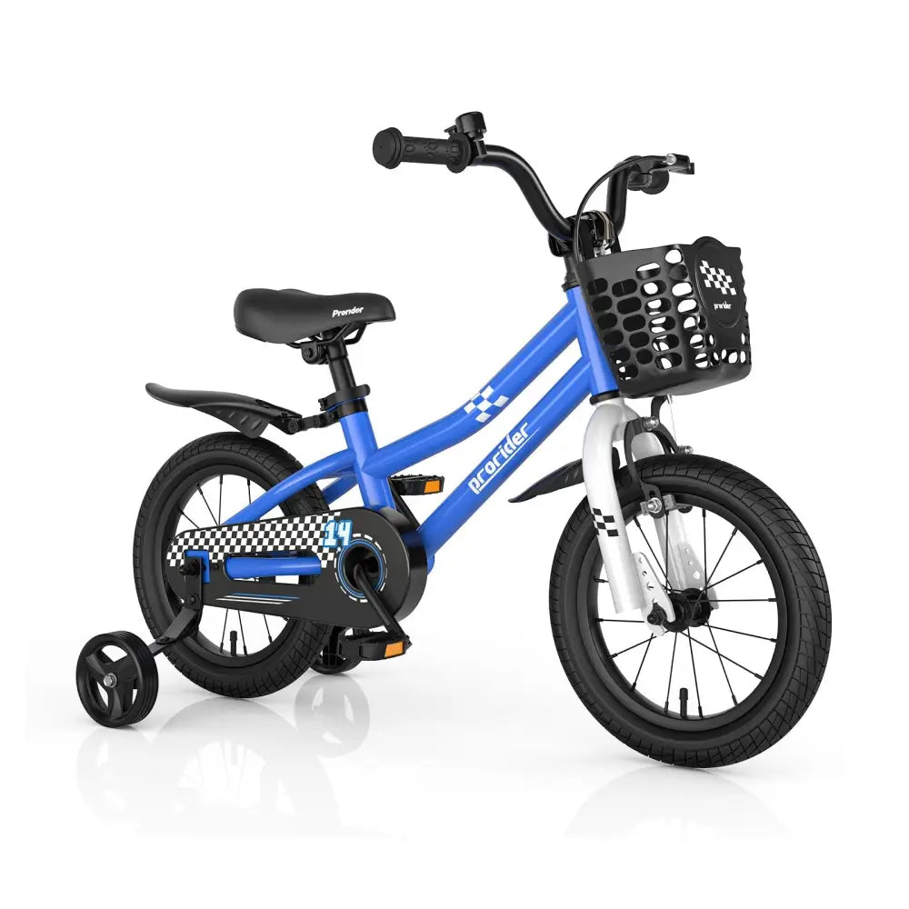 14 Inch Kids Bike with 2 Training Wheels for 3 - 5 Years Old - Navy - Oasis Home Essentials