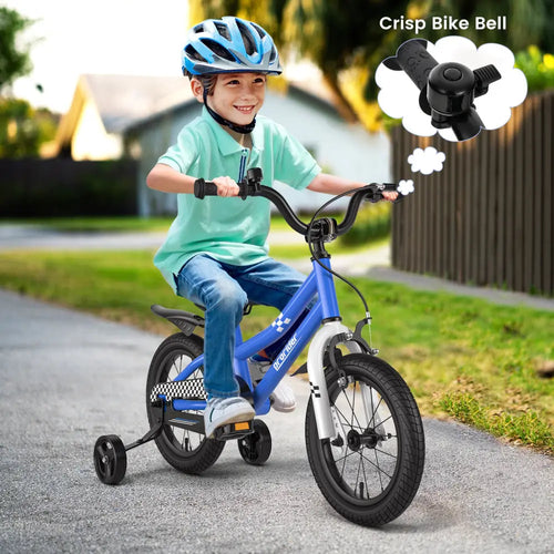 14 Inch Kids Bike with 2 Training Wheels for 3-5 Years Old-Navy - Navy - Kids Bike
