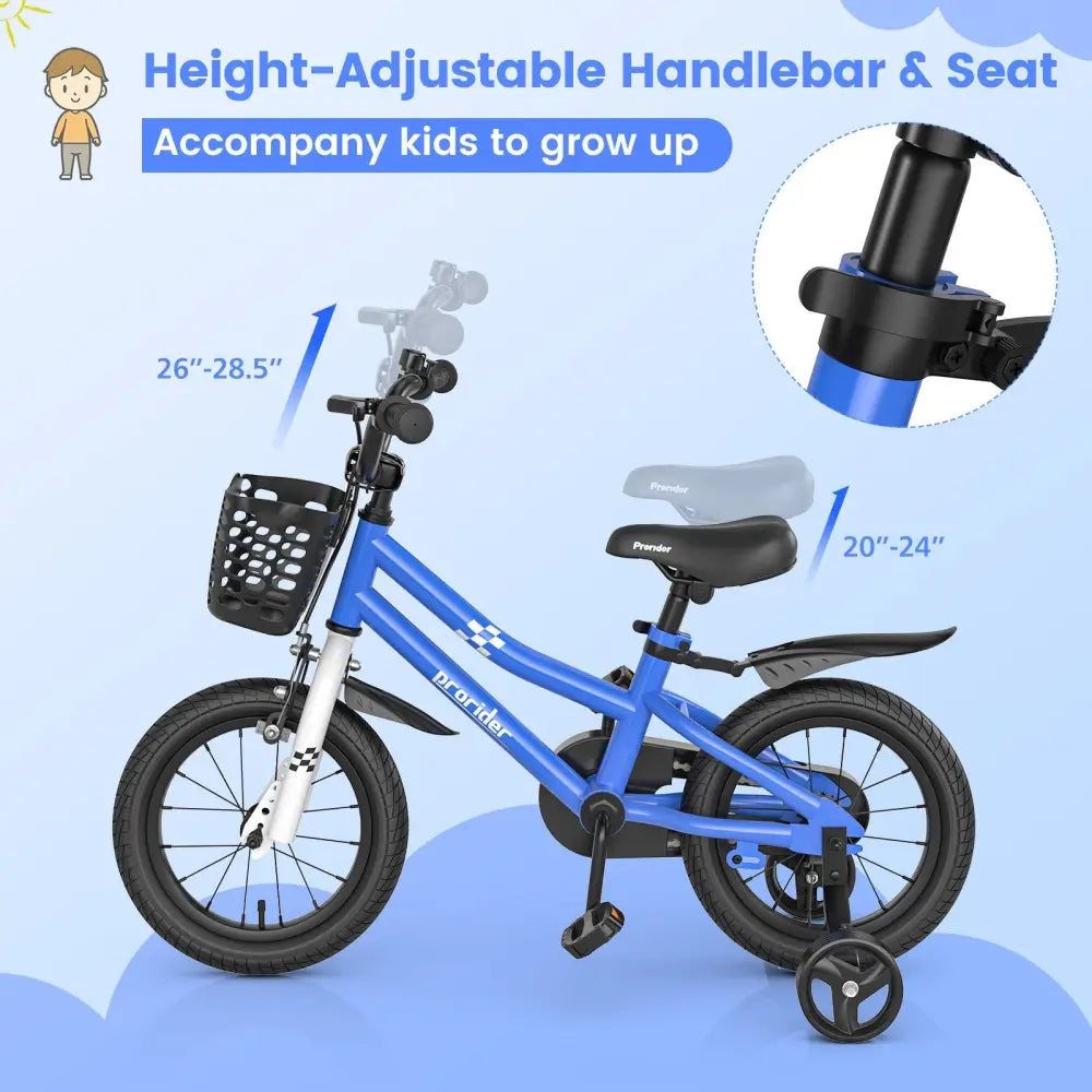14 Inch Kids Bike with 2 Training Wheels for 3 - 5 Years Old - Navy - Oasis Home Essentials