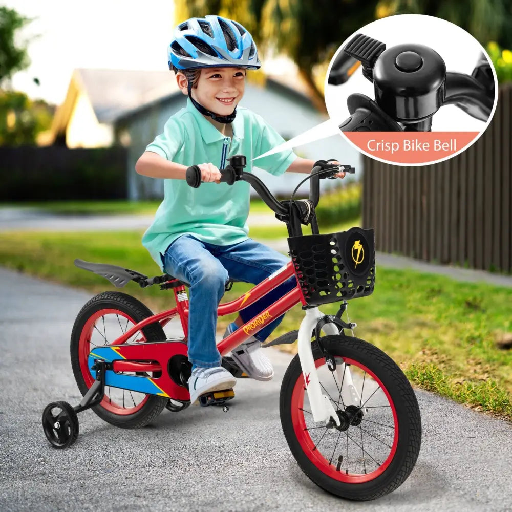 14 Inch Kids Bike with 2 Training Wheels for 3 - 5 Years Old - Red - Oasis Home Essentials