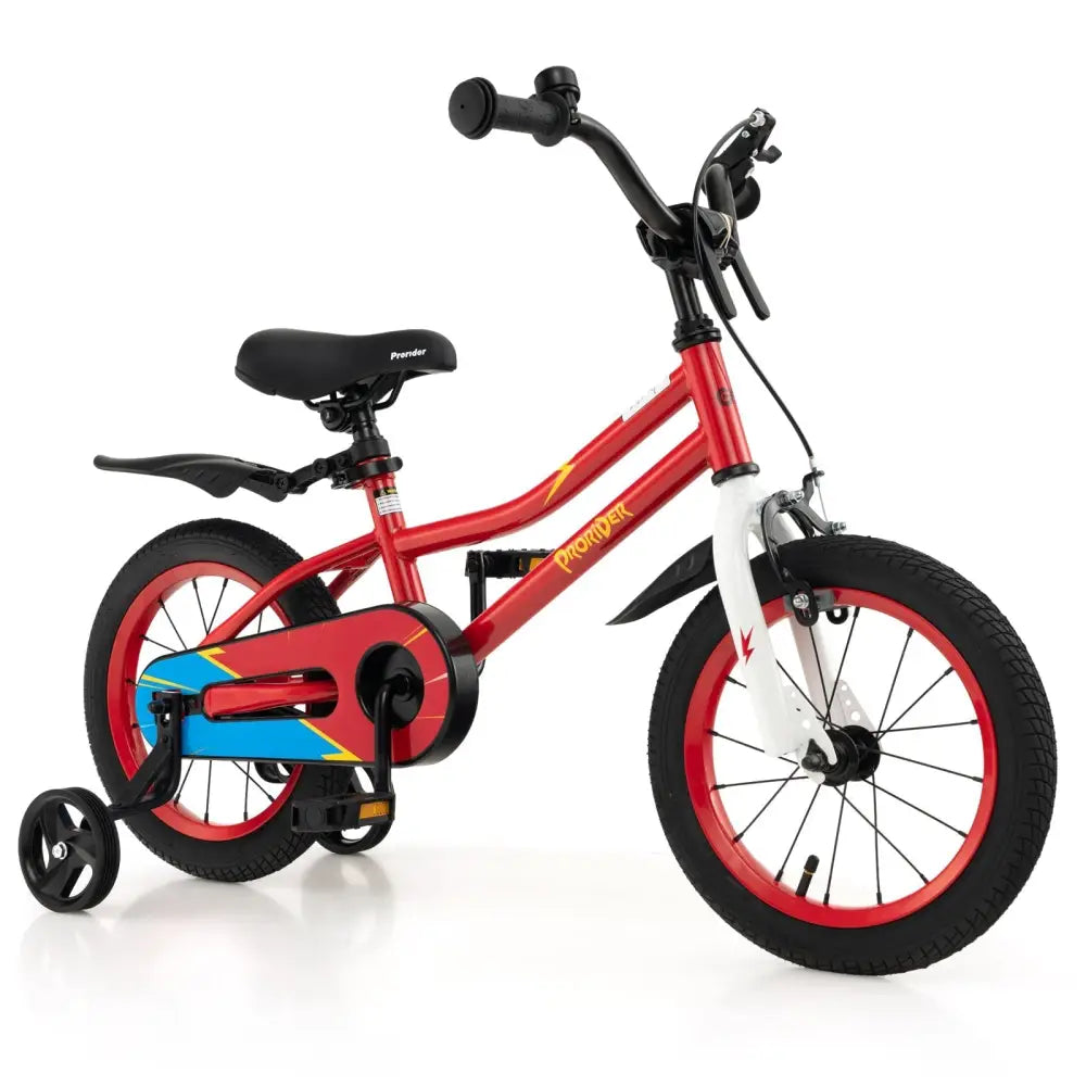 14 Inch Kids Bike with 2 Training Wheels for 3 - 5 Years Old - Red - Oasis Home Essentials