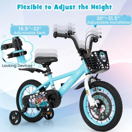 14 Inch Kids Bike with Adjustable Handlebar and Saddle for 3 - 5 Years Old - 14 inches - Oasis Home Essentials