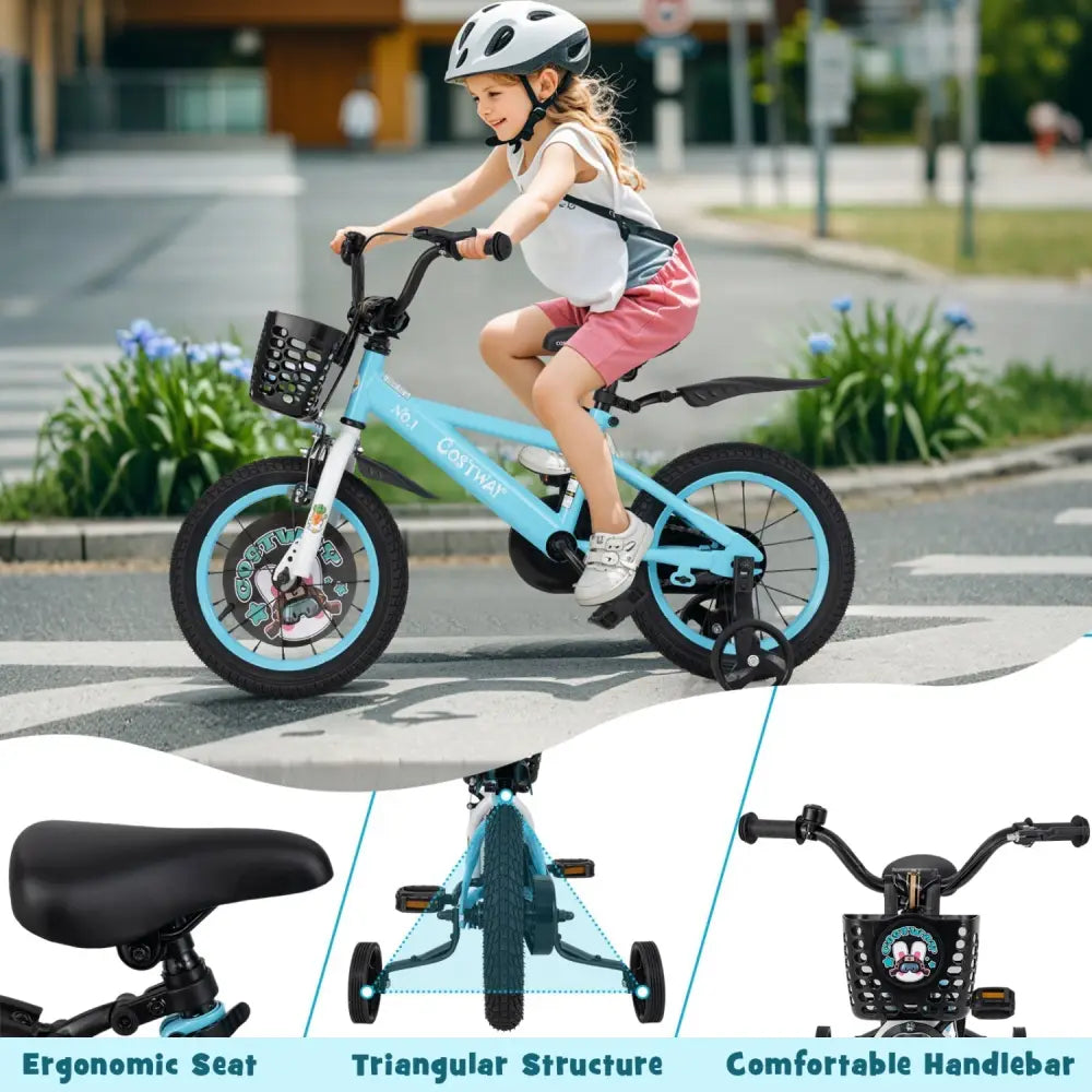 14 Inch Kids Bike with Adjustable Handlebar and Saddle for 3 - 5 Years Old - 14 inches - Oasis Home Essentials