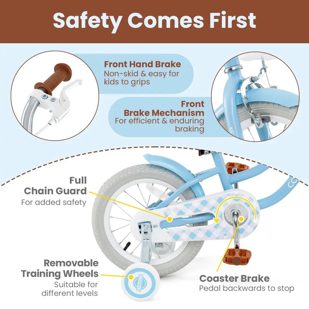 14 Inch Kids Bike with Adjustable Handlebar and Seat for 3 - 5 Year Old - Oasis Home Essentials