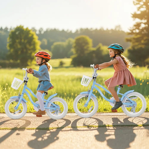 14 Inch Kids Bike with Adjustable Handlebar and Seat for 3-5 Year Old - Light Blue - Kids Bike