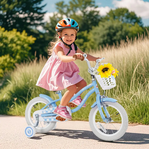 14 Inch Kids Bike with Adjustable Handlebar and Seat for 3-5 Year Old - Light Blue - Kids Bike