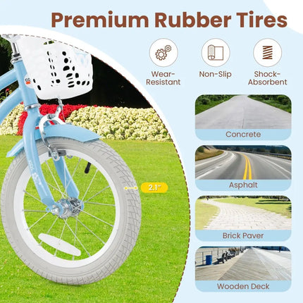 14 Inch Kids Bike with Adjustable Handlebar and Seat for 3 - 5 Year Old - Oasis Home Essentials