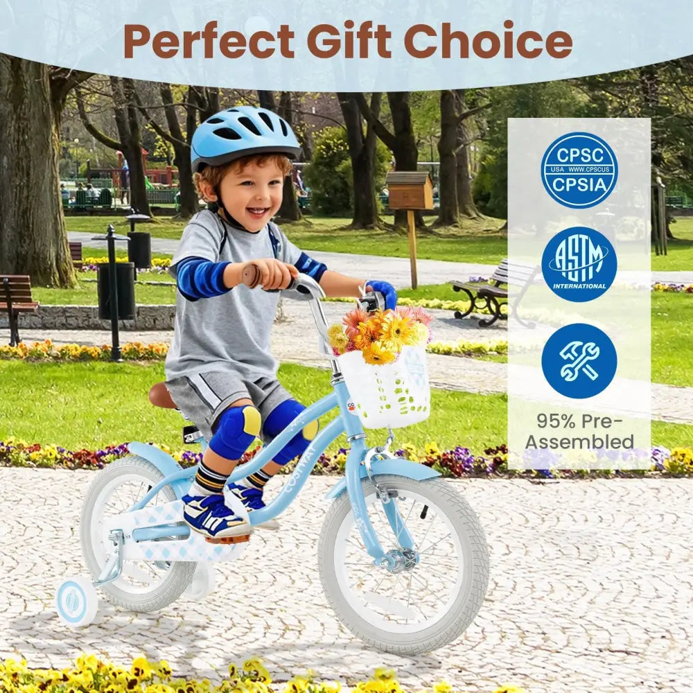 14 Inch Kids Bike with Adjustable Handlebar and Seat for 3 - 5 Year Old - Oasis Home Essentials