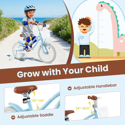 14 Inch Kids Bike with Adjustable Handlebar and Seat for 3 - 5 Year Old - Oasis Home Essentials