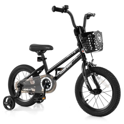 14 Inch Kids Bike with Basket and Training Wheels for Children Aged 4 - 5 Years Old - Oasis Home Essentials