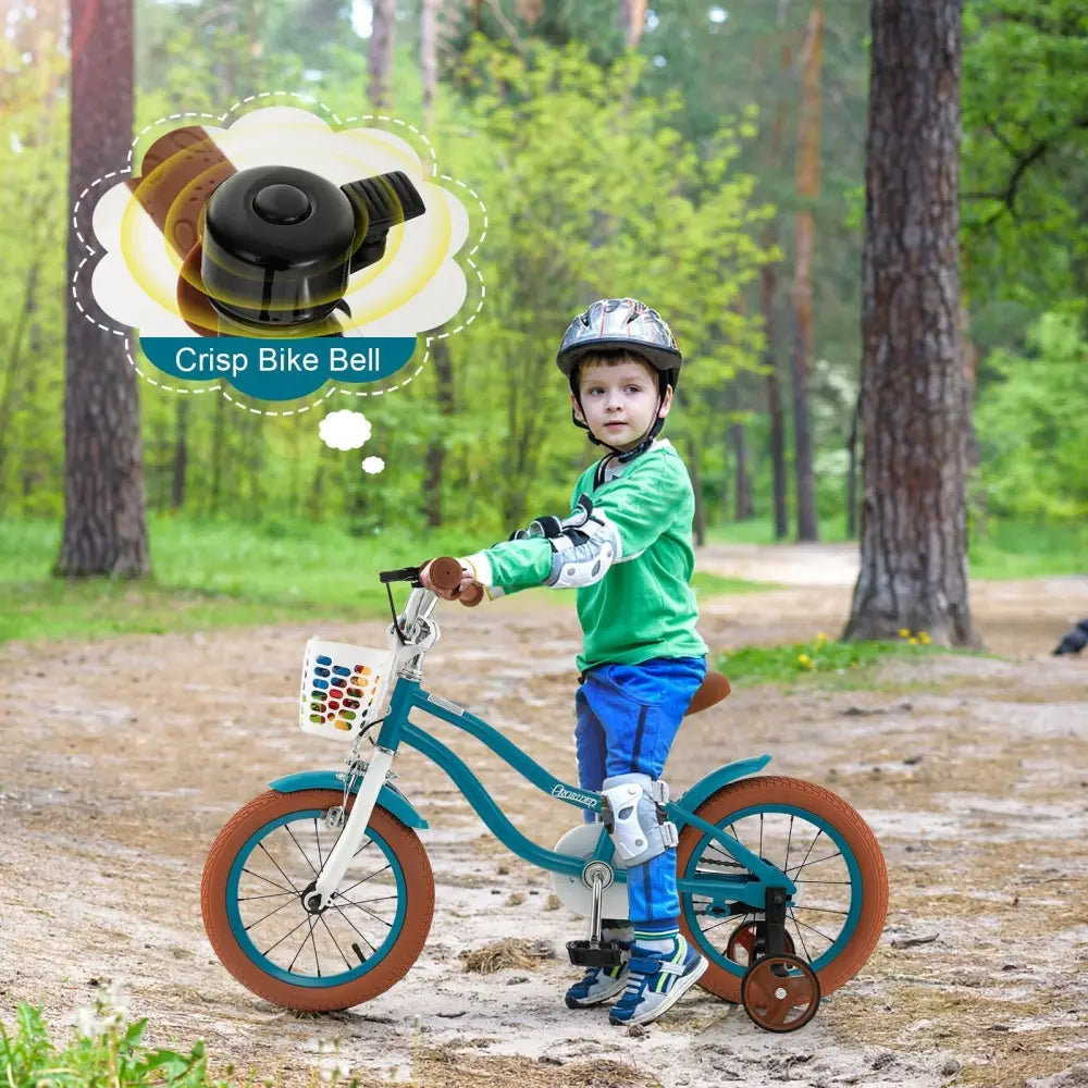 14 Inch Kid's Bike with Removable Training Wheels and Basket - Blue - Oasis Home Essentials