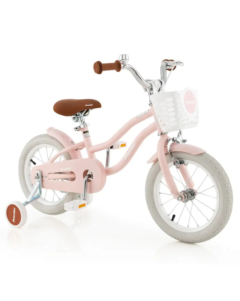 14 Inch Kid’s Bike with Removable Training Wheels and Basket-Pink - Pink - Kids Bike