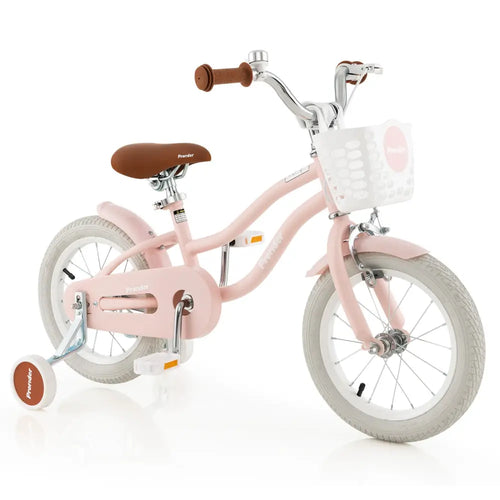 14 Inch Kid’s Bike with Removable Training Wheels and Basket-Pink - Pink - Kids Bike