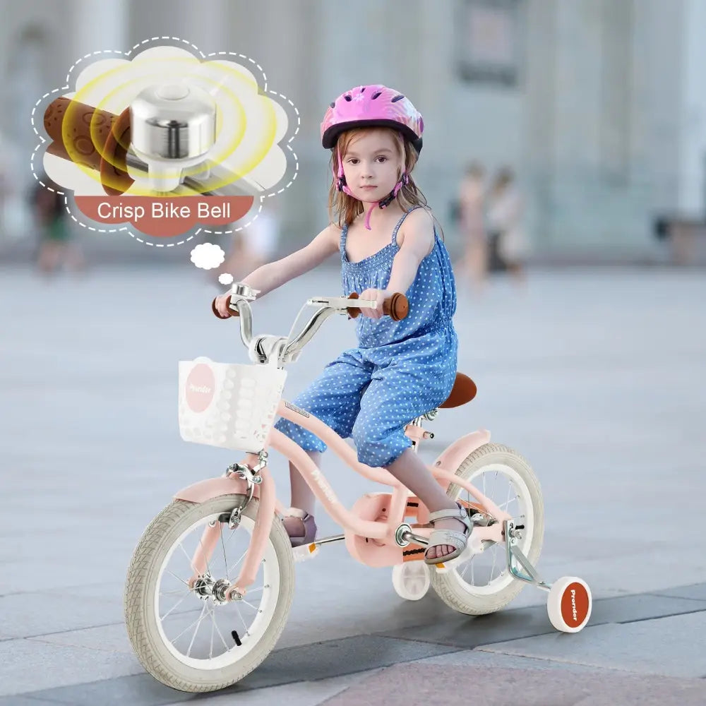 14 Inch Kid's Bike with Removable Training Wheels and Basket - Pink - Oasis Home Essentials