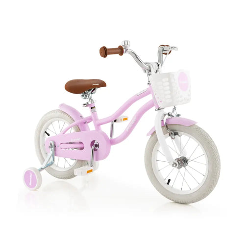 14 Inch Kid’s Bike with Removable Training Wheels and Basket-Purple - Purple - Kids Bike