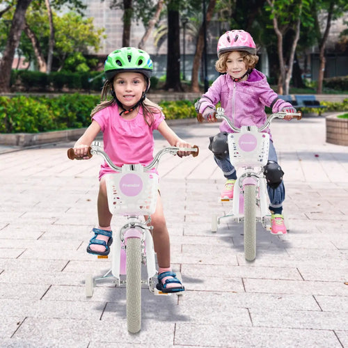 14 Inch Kid’s Bike with Removable Training Wheels and Basket-Purple - Purple - Kids Bike
