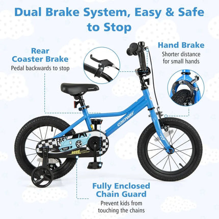 14 Inch Kids Bike with Removable Training Wheels for Aged 3 - 5 Years Old - Oasis Home Essentials