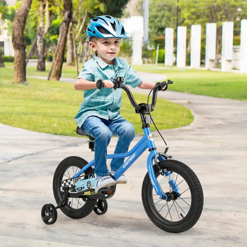14 Inch Kids Bike with Removable Training Wheels for Aged 3-5 Years Old - Blue - Kids Bike