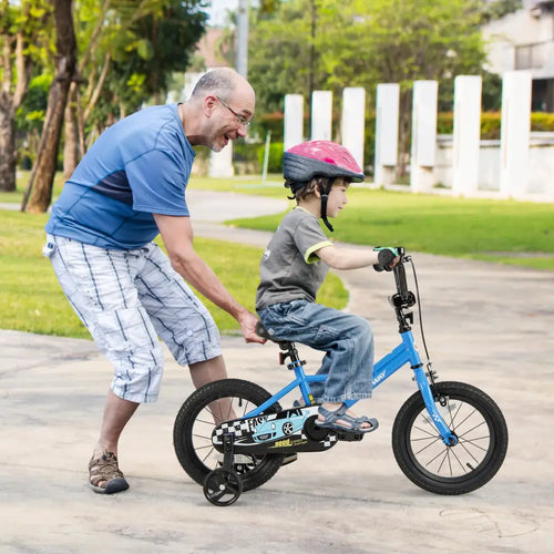 14 Inch Kids Bike with Removable Training Wheels for Aged 3-5 Years Old - Blue - Kids Bike