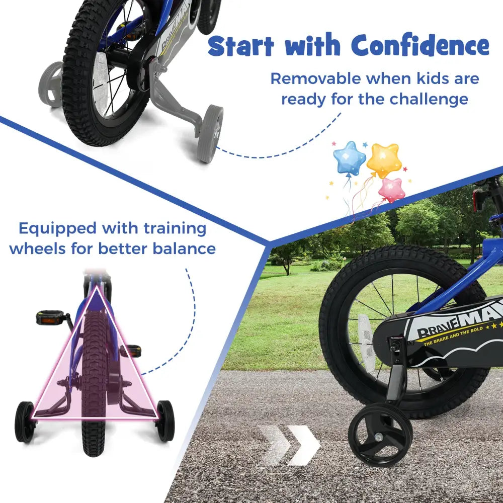 14-Inch Kids Bike with Removable Training Wheels Navy - Brave Hero - Navy - Kids Bike