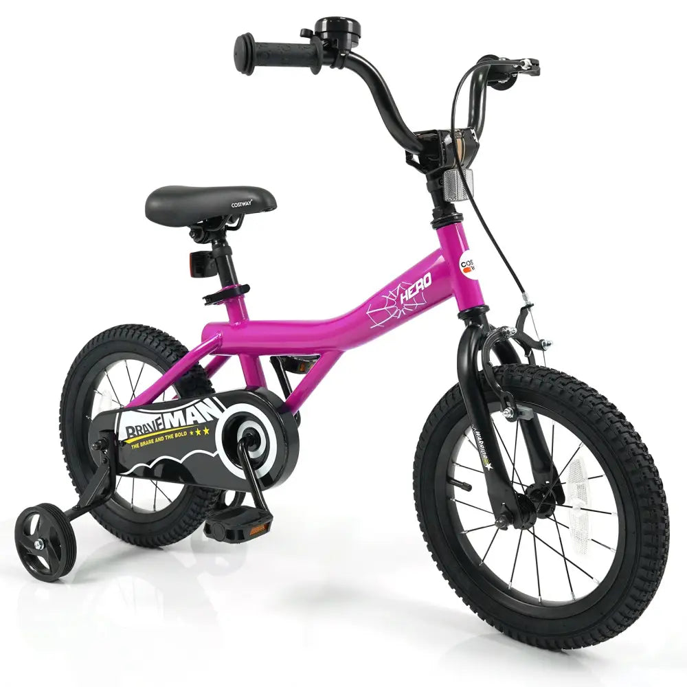 14-Inch Kids Bike with Removable Training Wheels Pink-Brave Hero - Kids Bike