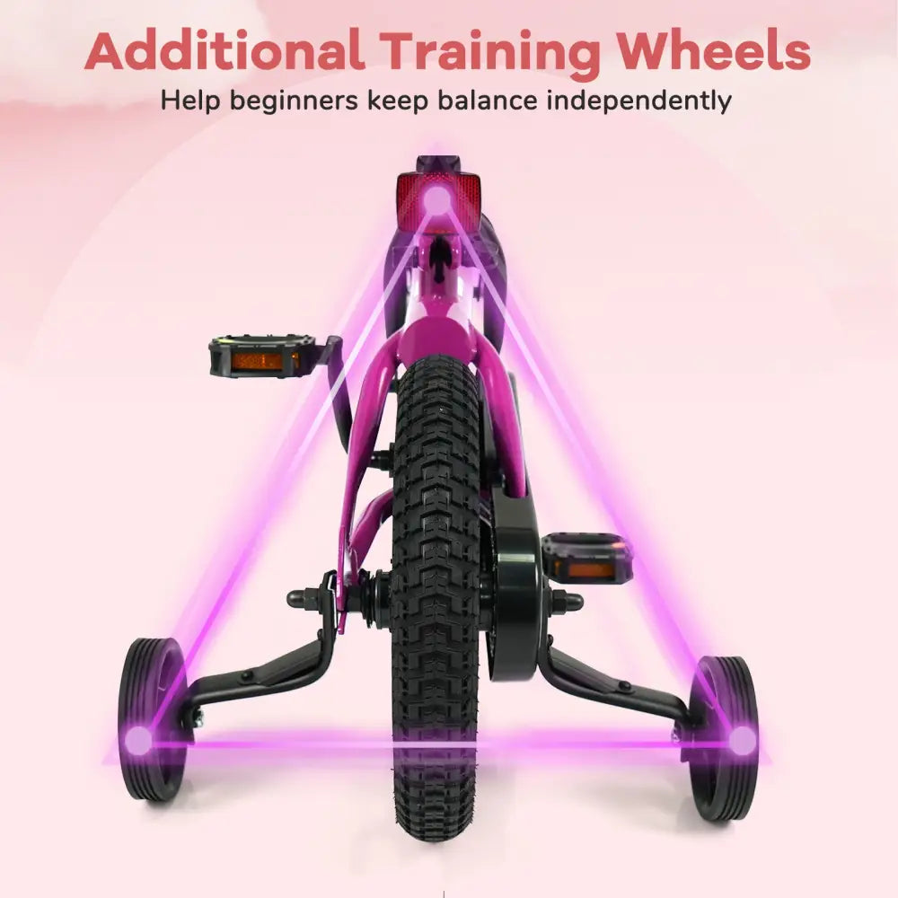 14-Inch Kids Bike with Removable Training Wheels Pink-Brave Hero - Kids Bike