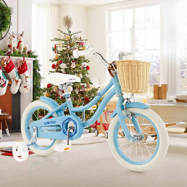 14 - Inch Kids Bike with Training Wheels and Adjustable Handlebar Seat - Blue - Oasis Home Essentials