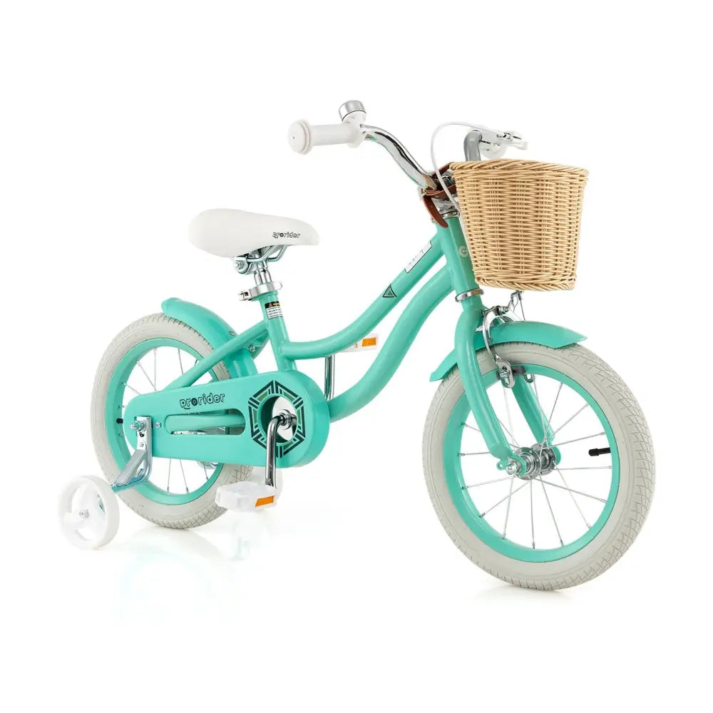 14 - Inch Kids Bike with Training Wheels and Adjustable Handlebar Seat - Green - Oasis Home Essentials
