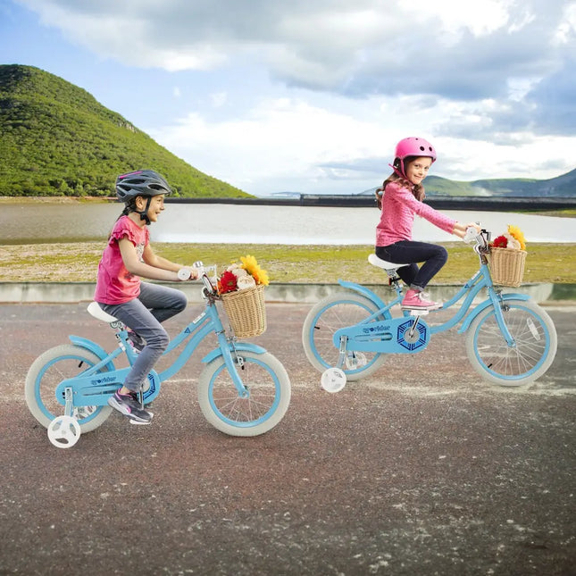 14 - Inch Kids Bike with Training Wheels and Adjustable Handlebar Seat - Blue - Oasis Home Essentials