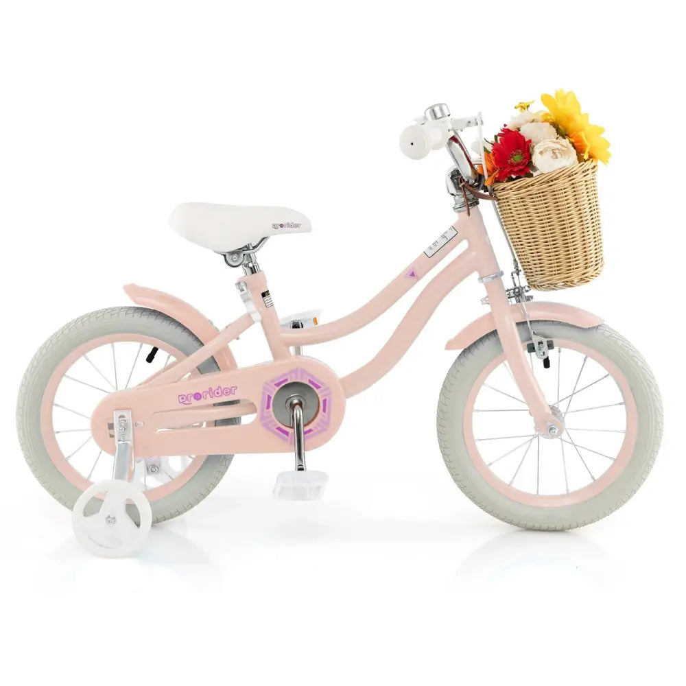 14 - Inch Kids Bike with Training Wheels and Adjustable Handlebar Seat - Pink - Oasis Home Essentials