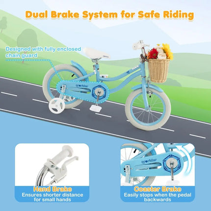 14 - Inch Kids Bike with Training Wheels and Adjustable Handlebar Seat - Blue - Oasis Home Essentials