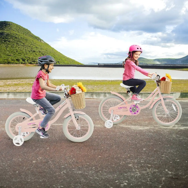 14 - Inch Kids Bike with Training Wheels and Adjustable Handlebar Seat - Pink - Oasis Home Essentials
