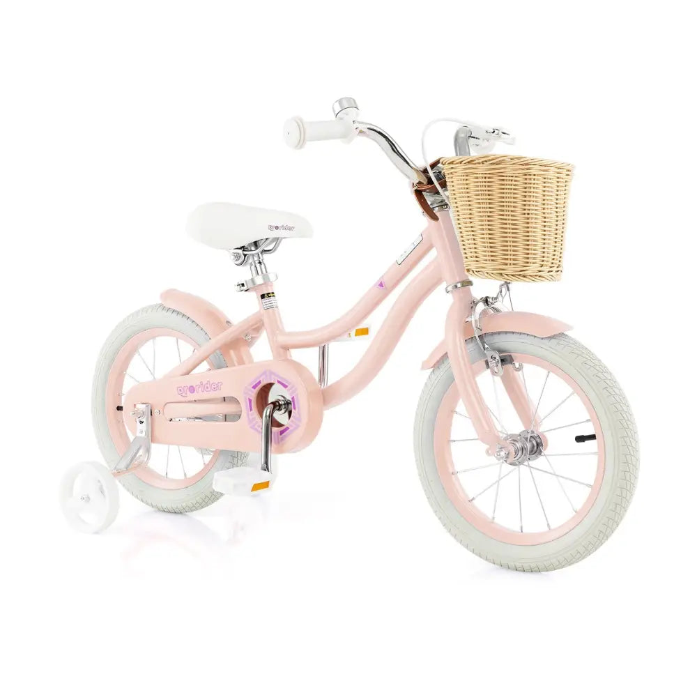 14 - Inch Kids Bike with Training Wheels and Adjustable Handlebar Seat - Pink - Oasis Home Essentials