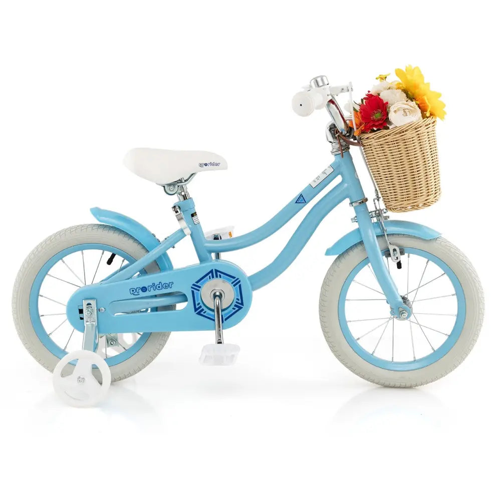14 - Inch Kids Bike with Training Wheels and Adjustable Handlebar Seat - Blue - Oasis Home Essentials