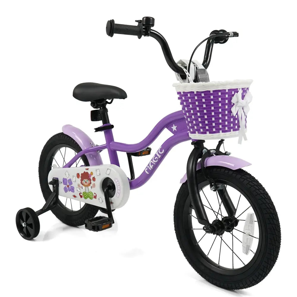 14 Inch Kids Bike with Training Wheels for Aged 3-5 Years Old - Magic Purple - Purple - Kids Bike