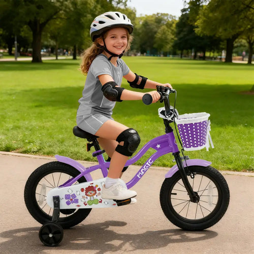 14 Inch Kids Bike with Training Wheels for Aged 3-5 Years Old - Magic Purple - Purple - Kids Bike