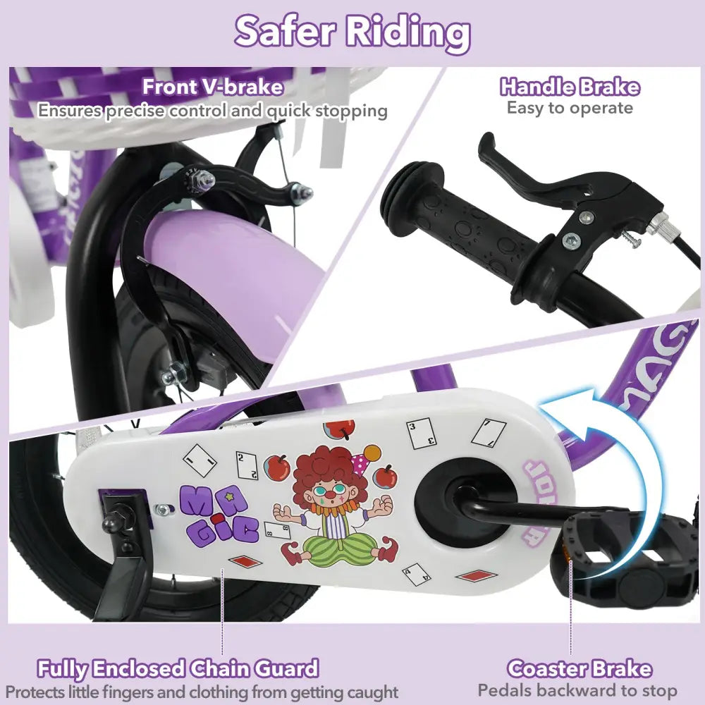 14 Inch Kids Bike with Training Wheels for Aged 3-5 Years Old - Magic Purple - Purple - Kids Bike