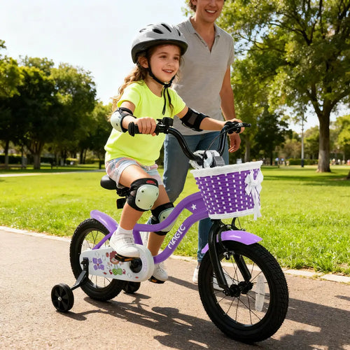 14 Inch Kids Bike with Training Wheels for Aged 3-5 Years Old - Magic Purple - Purple - Kids Bike