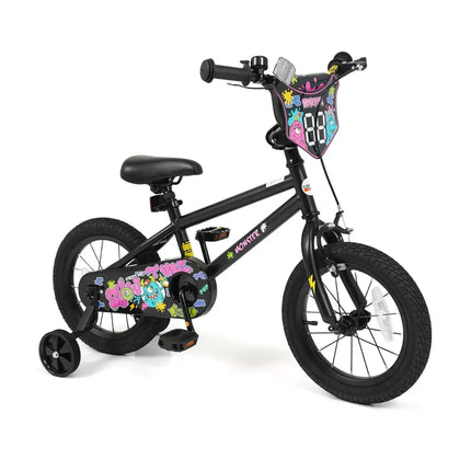 14 Inch Kids Bike with Training Wheels for Ages 3-5 Years Old Black- Street Art Time - Black - Kids Bike